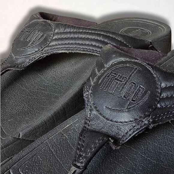 Fitflop Black Chunky Wedge Thong Sandal 8 Comfort - Picture 5 of 10